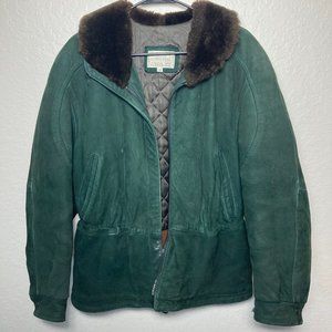 Vintage Lone Pine green leather bomber coat size S